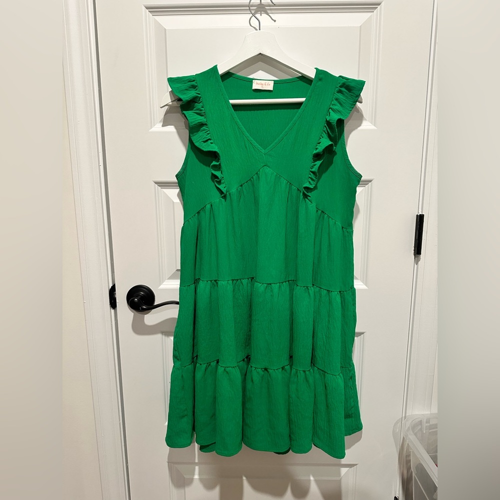 Green Ruffle Sleeveless Dress